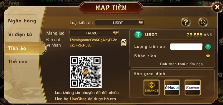 Nạp tiền ảo nhanh chóng chỉ trong vài giây! Hỗ trợ nạp Gold, Coin, Kim Cương, Gem... với nhiều gói ưu đãi.